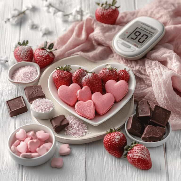 Diabetes Blutzucker Messgerät mit Valentinstags Süßigkeiten